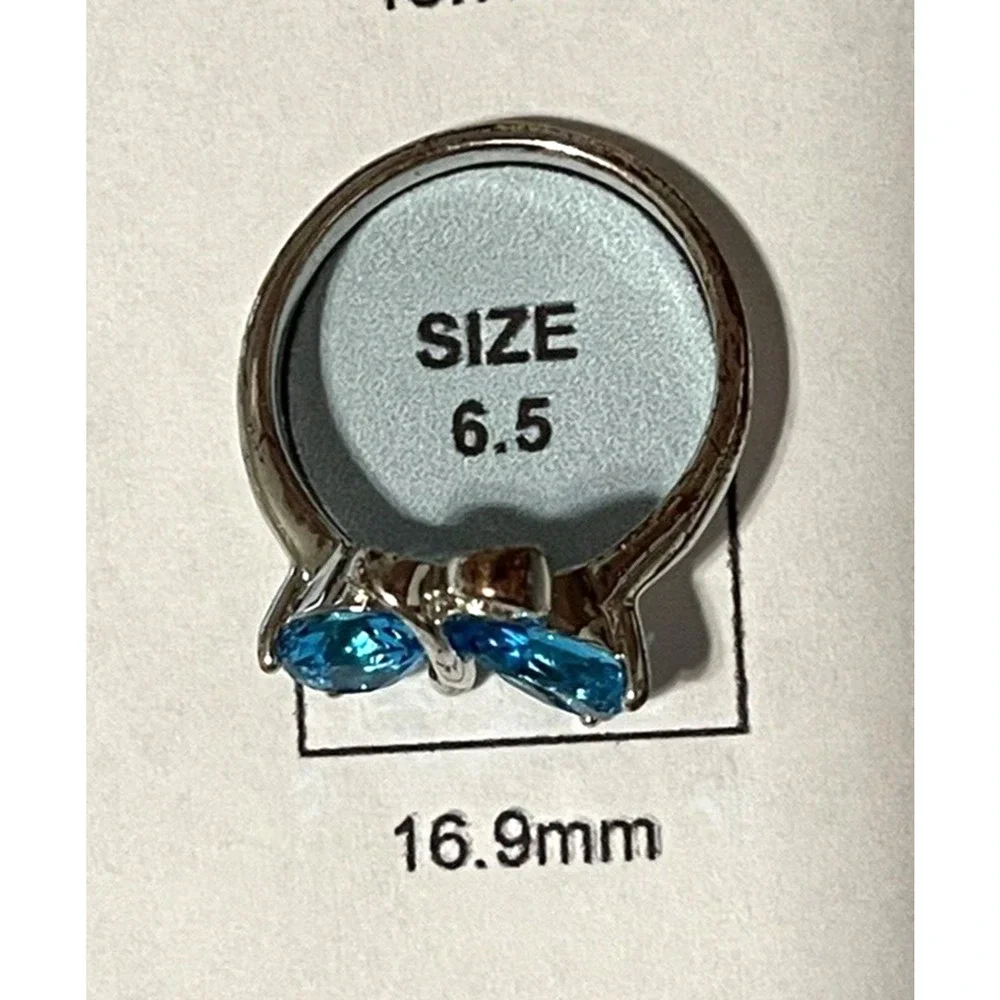 Fashion Costume Jewelry Ring Blue Stone Butterfly Rhinestone Silver Tone 6.5 - Picture 5 of 5